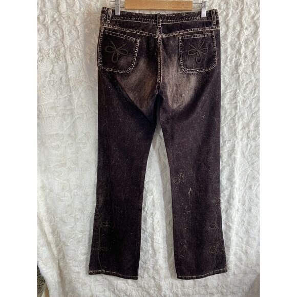 NWT BISCOTE Paris Brown Flock jeans embellished with cording size EU42/US 10 - Picture 7 of 10